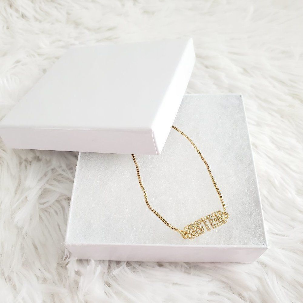 Gold or Silver Rhinestone Sister Slider Bracelet